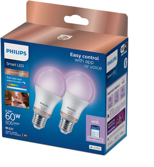 Philips Smart Lampen LED für Fassung E27 2Stück