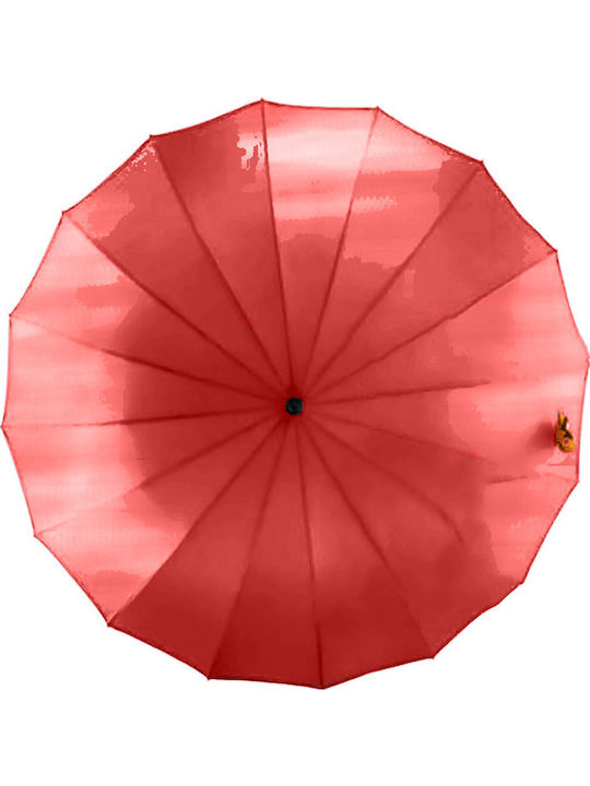 Rain Automatic Umbrella with Walking Stick Orange