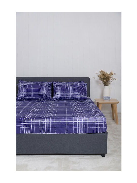 Naf Naf Summit Σετ Σεντόνια King Size με Λάστιχο 240x270εκ. Pacific Blue (4τμχ)