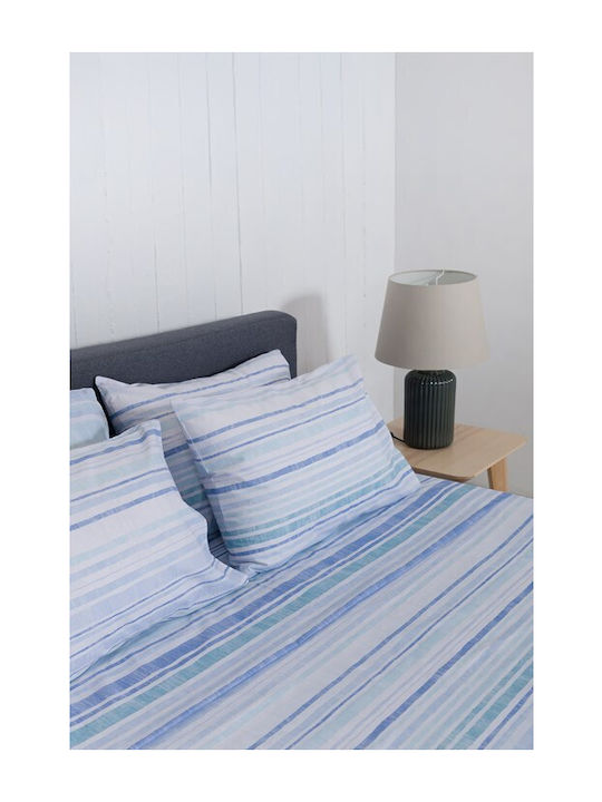 Naf Naf Sheet Sets King Size with Elastic 240x270cm. Summit Blue 4pcs
