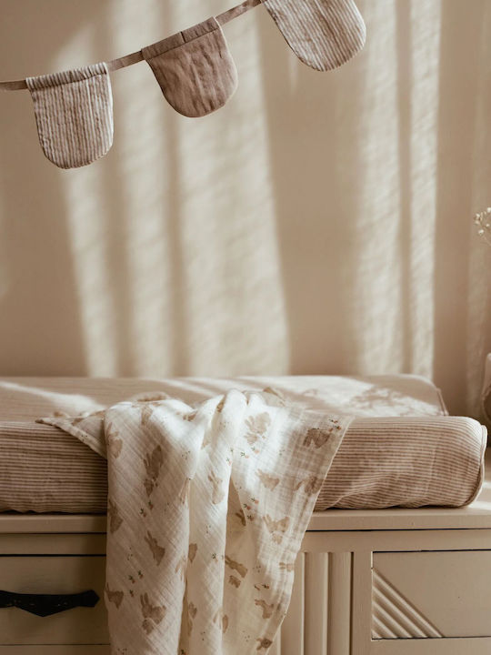 Little Dutch Κάλυμμα Αλλαξιέρας Pure από Ύφασμα Beige Stripes 70x50cm