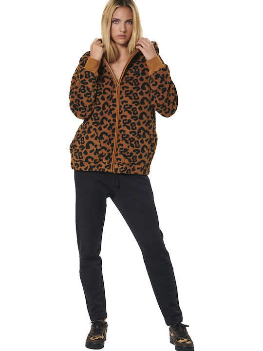 Women's Cardigan with Zipper Brown