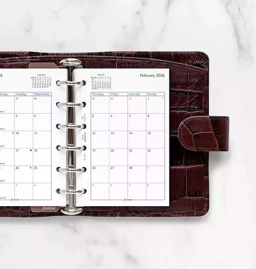 Filofax Monthly Diary Refill 2026 8.1x12cm