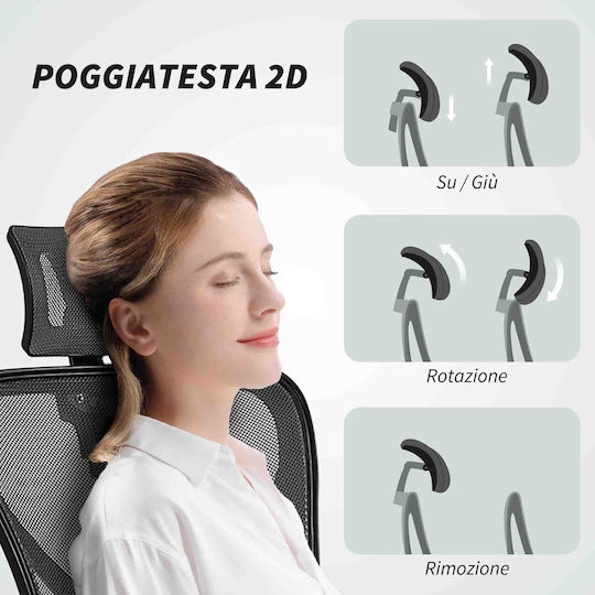 Vinsetto Офис Стол С Регулируеми Подлакътници Сив