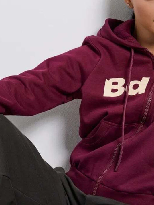 Women's Sweatshirt Jacket Hooded Burgundy