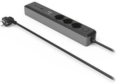 HAMA Power Strip 3 Sockets with USB-A 2 USB-C Switch and Cable 1.4m