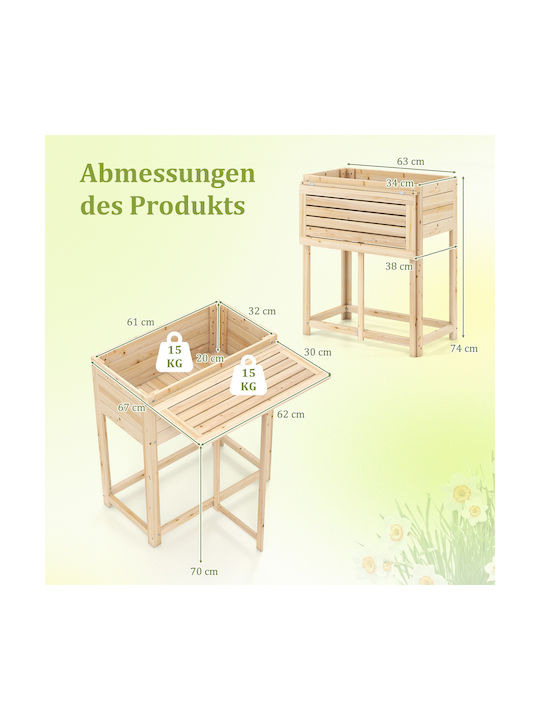 Costway Blumenkasten Hölzernes Natural 63x67x74cm.