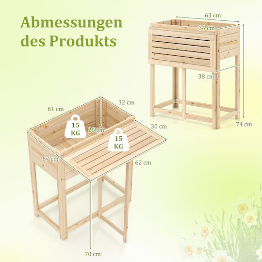 Costway Planter Box Lemn Natural 63x67x74cm.