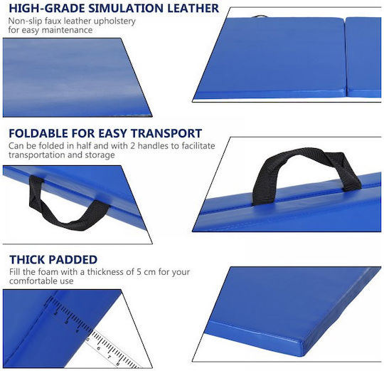 HomCom Klappbare Trainingsmatte Für Kunstturnen Blau (180x60x5cm)