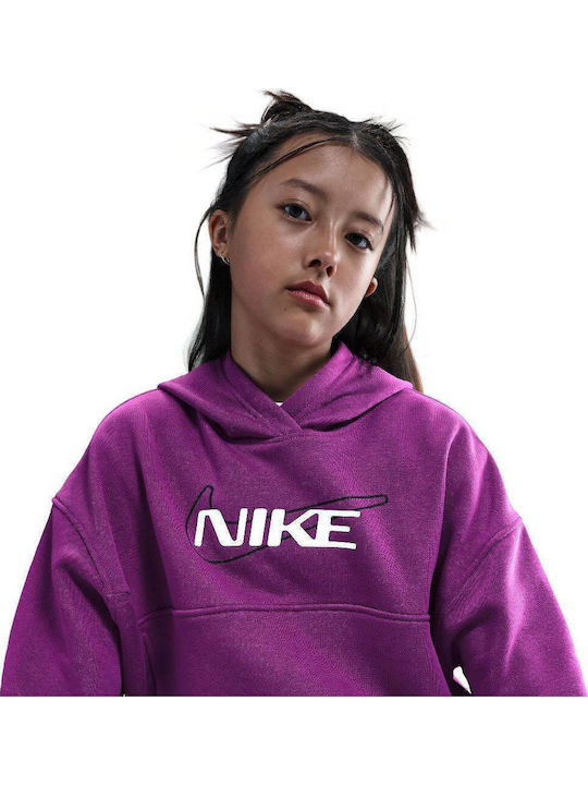 Kids Sweatshirt with Hood and Pockets Bold Berry / White