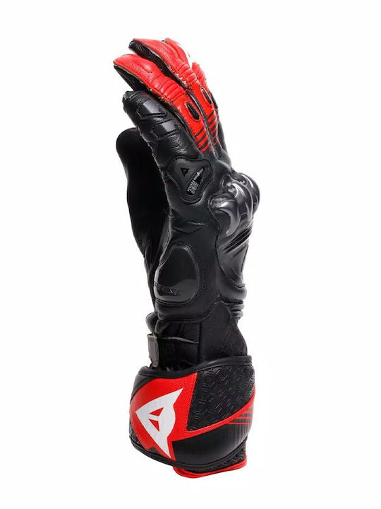 Dainese Fiero Χειμερινά Ανδρικά Γάντια Μηχανής Δερμάτινα Metal Black/Red-Lava/White