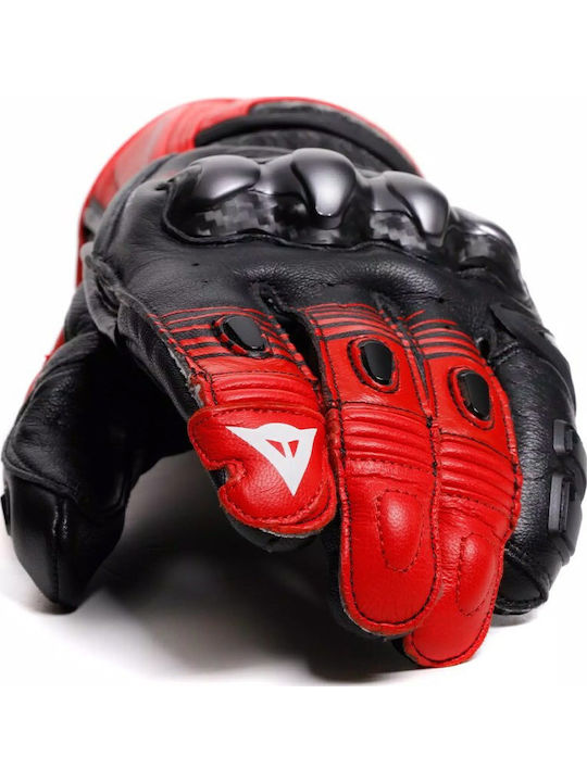 Dainese Fiero Χειμερινά Ανδρικά Γάντια Μηχανής Δερμάτινα Metal Black/Red-Lava/White