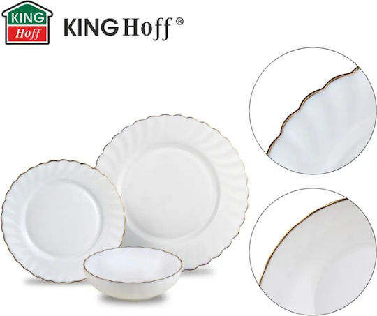 KING Hoff Geschirrset Glas Weiß 18Stück