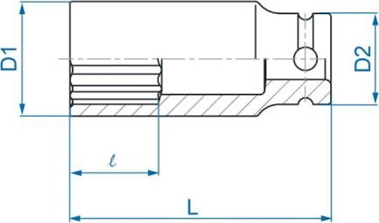 King Tony Pneumatic Long Socket with Frame Host 1/2" Diameter 1/2"