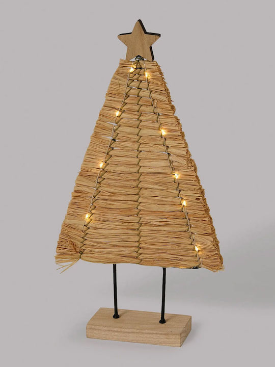 Christmas Decorative Illuminated Wood Tree 38cm Battery Beige