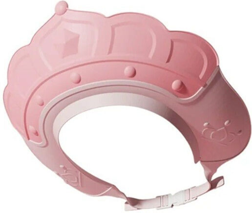 Căciuliță De Duș Flippy Previne Apa Șamponului Să Curga Pe Față 0-12 Ani Reglabilă Din Tpe+Pp 20 X 23 Cm Design Coroană Roz