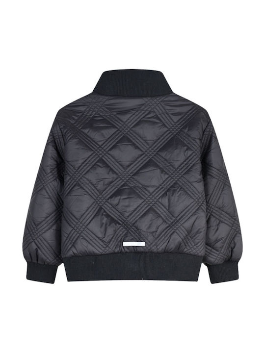 Kids Quilted Short Black Jacket