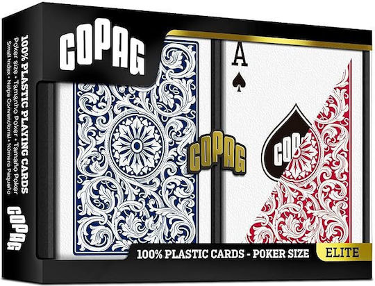 Copag Elite Poker Double Plastic Playing Cards Deck Regular Index Red & Blue Color