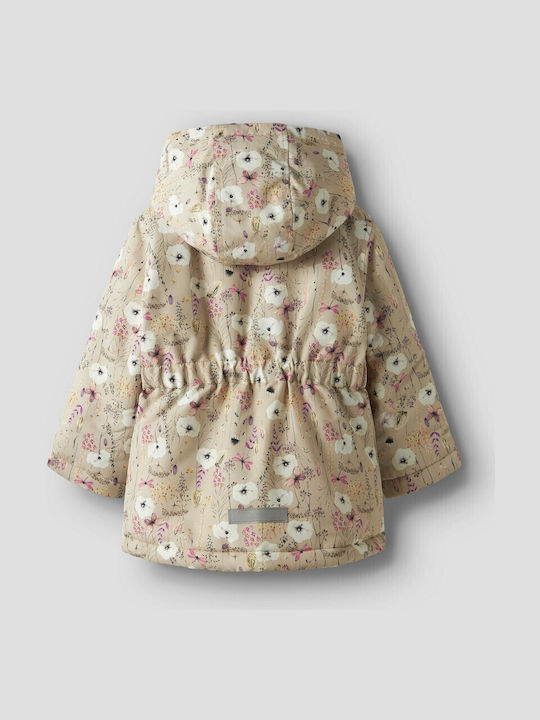 Waterproof Kids' Coat Windproof with Lining & Hood Ecru