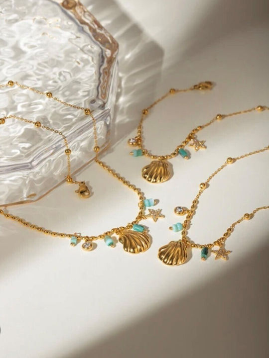 Eluna Gold Plated Blue Necklace