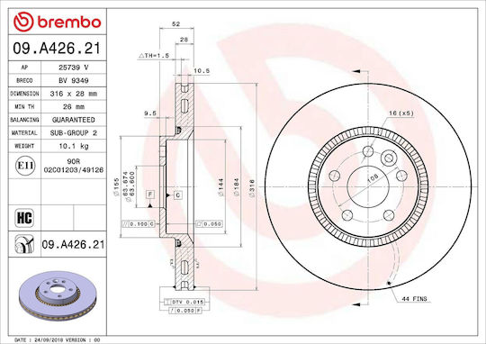 Brembo Спирачен Диск 09.a426.21
