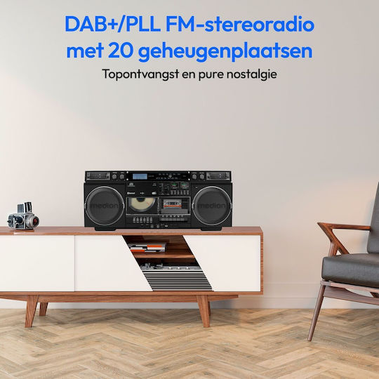 Medion Tragbares Radio-CD-Spieler mit Radio USB Bluetooth Schwarzes