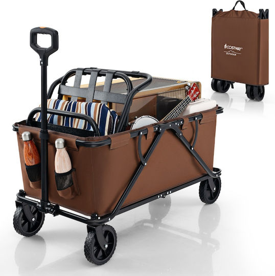 Foldable Garden Cart Metallic Four-wheel 170lt