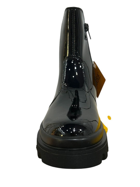 Kids Boots from Patent Leather with Zipper Black