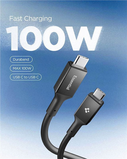 Spigen USB 2.0 Kabel USB-C männlich - USB-C 100W PD Schwarz 1,2m