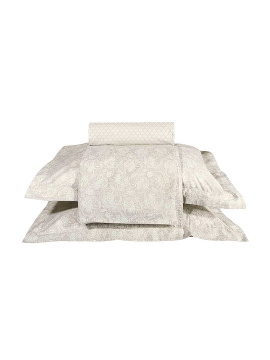 Greenwich Polo Club Essential 2369 Essential 2369 Σετ Σεντόνια Υπέρδιπλα 240x260εκ. Ecru - Taupe (4τμχ)