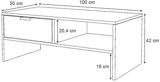 Megapap Rechteckiger Zentraler Kaffeetisch Galaxy Holz Nussbaum M100xL50xH42cm