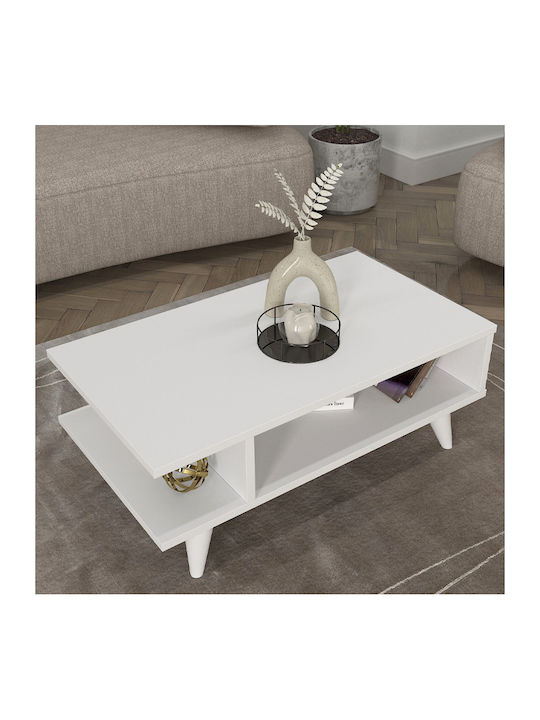 Rectangular Central Coffee Table Titus Wooden White L80xW45xH30cm