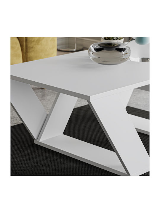 Rectangular Central Coffee Table Pipra Wooden White W110xD60xH40cm