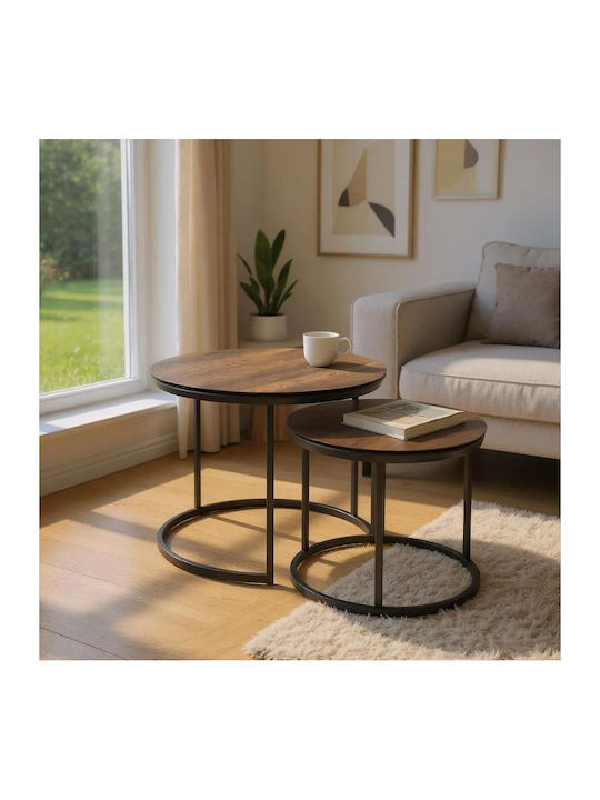 Megapap Rundes Zigon Set Gary Holz Nussbaum 2 Stück M65xT65xH44cm
