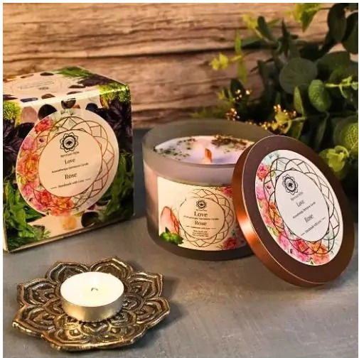 Green Tree Candle Company Aromatic Soy Candle in Jar with Rose Perfume 256g