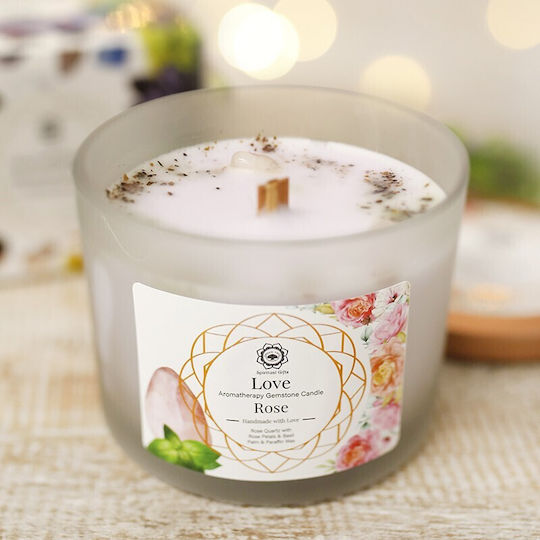 Green Tree Candle Company Aromatic Soy Candle in Jar with Rose Perfume 256g