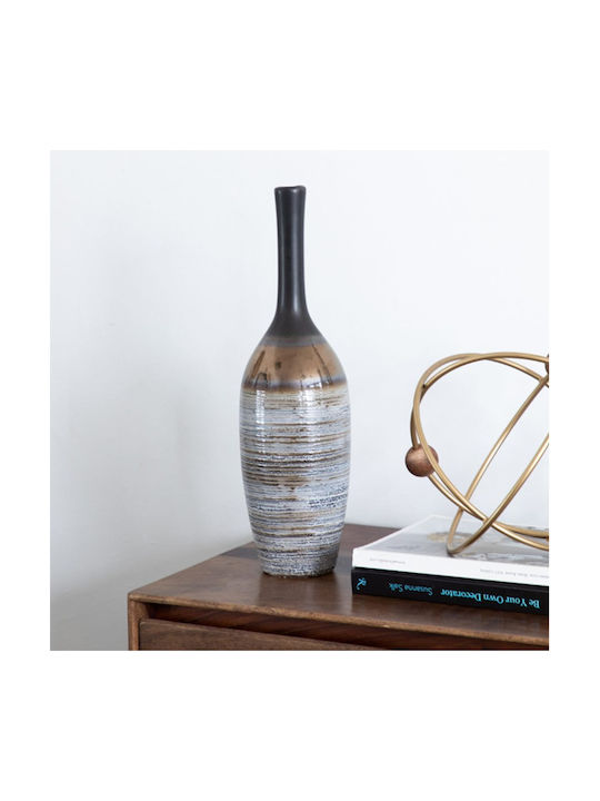 Artekko Evlub Dekorative Keramikvase Braun Bronze 13,5x13,5x48 cm