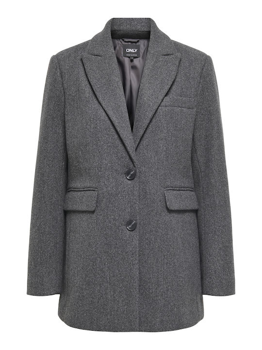 Femeie Dark Grey Mel Grey Palton cu Nasturi
