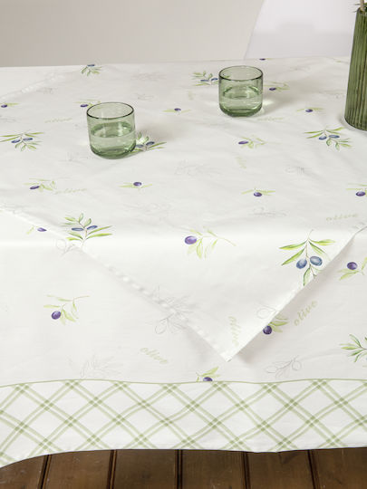 Nima Τραπεζομάντηλο Βαμβακερό Σετ Olive Olive 140x140εκ.