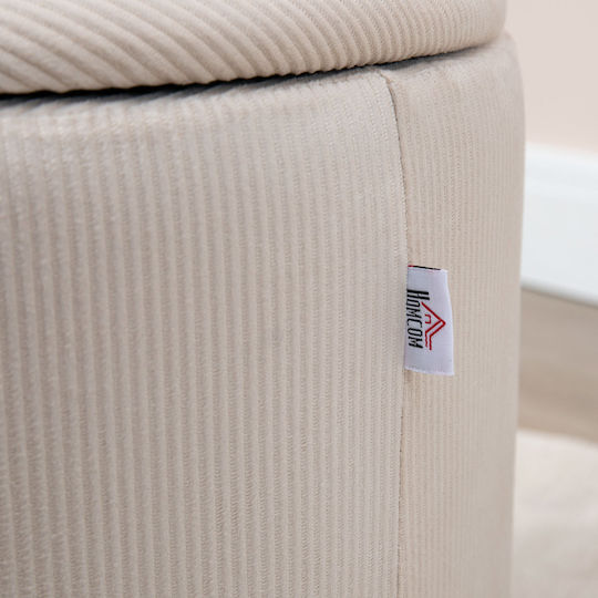Stool For Living Room With Storage Space Upholstered with Fabric Cream White 2pcs 40x40x41cm