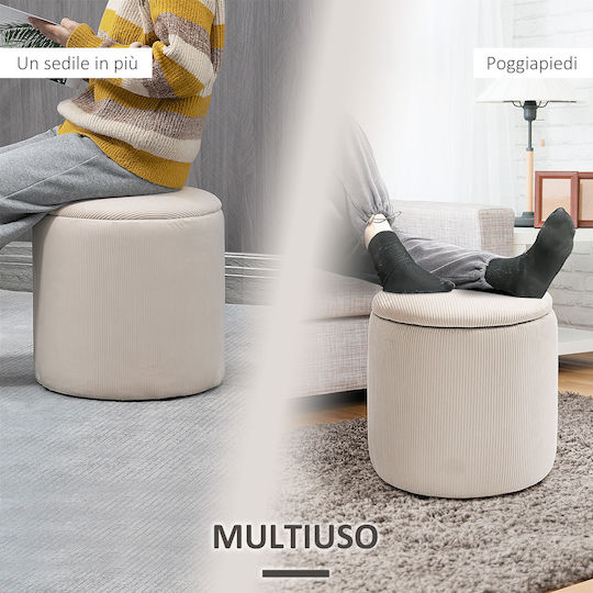 Stool For Living Room With Storage Space Upholstered with Fabric Cream White 2pcs 40x40x41cm