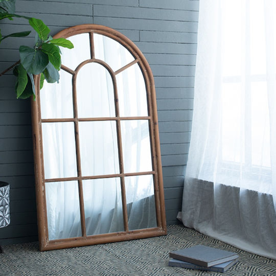 Artekko Arch Wall Mirror Full Length with Brown Wooden Frame 137.9x86.4cm 1pcs