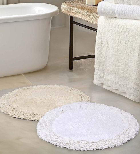 Nima Badematte Baumwolle Rund Eden 35917 Off White 60x60cm
