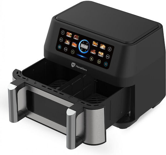 HomeVero Air Fryer with Double Detachable Bucket 9lt Silver HV-AF9CD