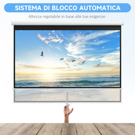 HomCom Οθόνη Προβολής Projector Οροφής με Λόγο Εικόνας 16:9 / 120"