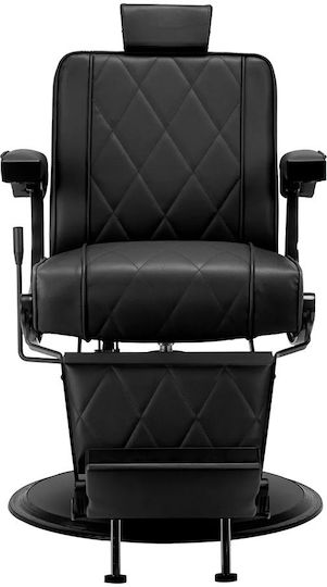 Barber Equipment Καρέκλα Κουρείου Μαύρη με Ρυθμιζόμενο Ύψος και Υδραυλική Ανύψωση