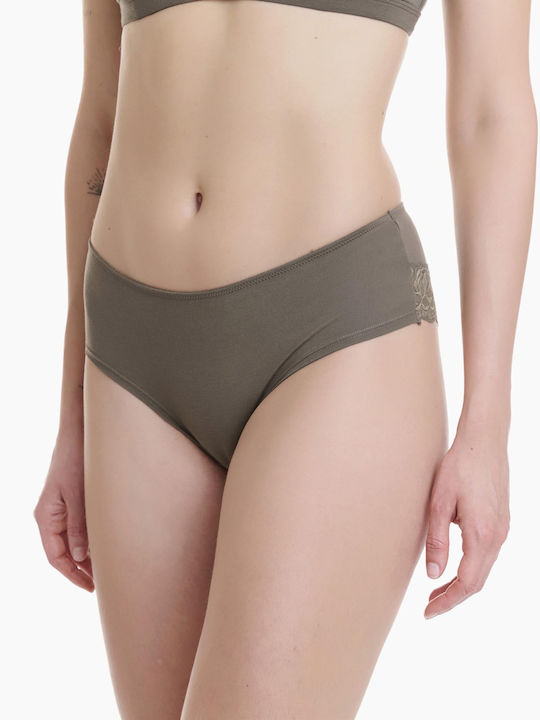 Bamboo Femeie Slip cu Dantelă Verde
