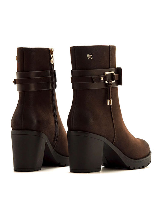 Women's Ankle Boots with High Heel Brown