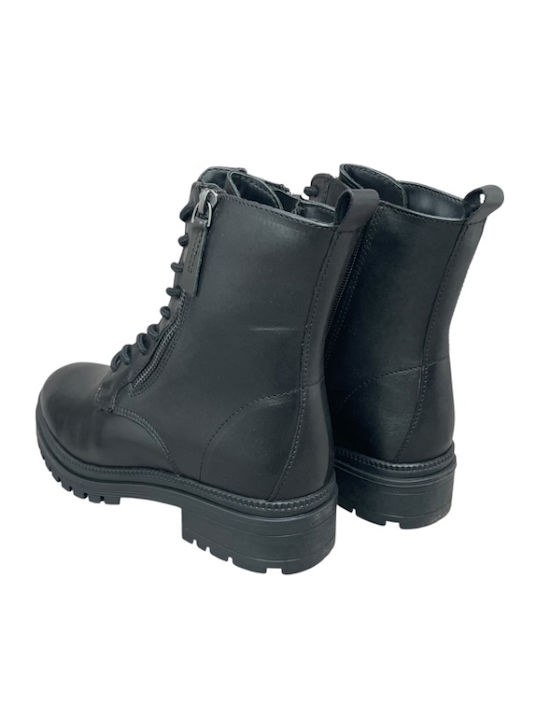 Leder Stiefeletten Damen Schwarz