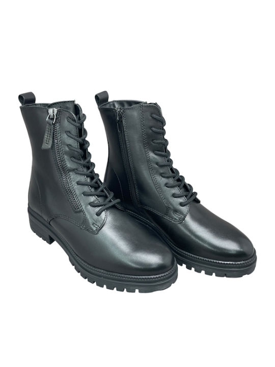 Leder Stiefeletten Damen Schwarz